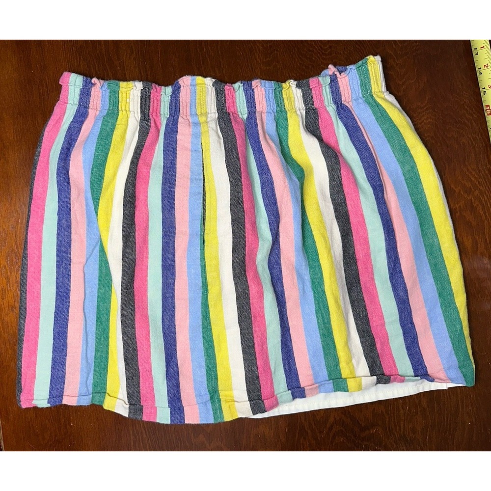 J.Crew Linen Blend Sidewalk Skirt Rainbow Stripe Lined Size 12‎